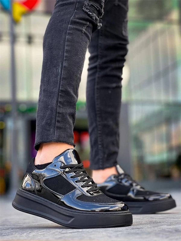 KB-X8 Kuback Siyah Rugan Yüksek Siyah Taban Günlük Spor Ayakkabı