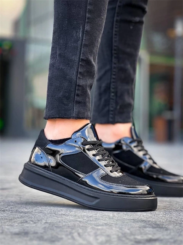 KB-X8 Kuback Siyah Rugan Yüksek Siyah Taban Günlük Spor Ayakkabı