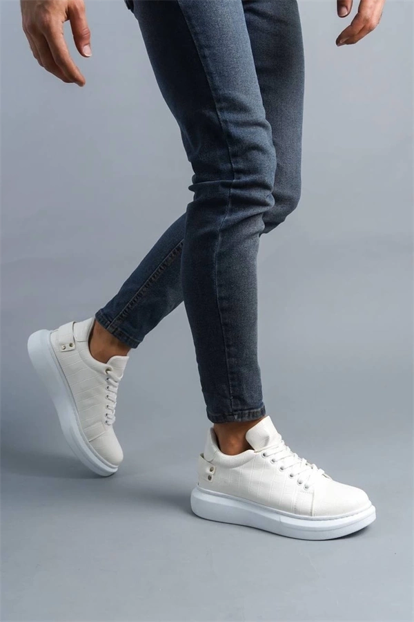 Kb047  Kuback Beyaz Crocodile Günlük Erkek  Ayakkabı