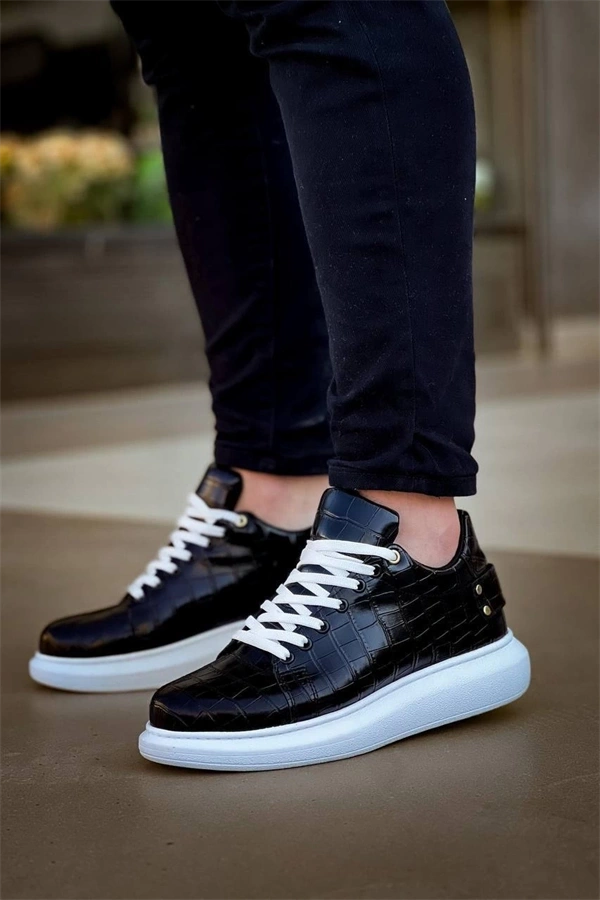 Kb047  Kuback Siyah Crocodile Günlük Erkek  Ayakkabı