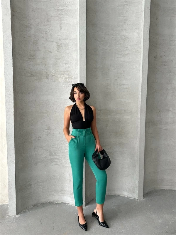 Kemerli havuç pantolon