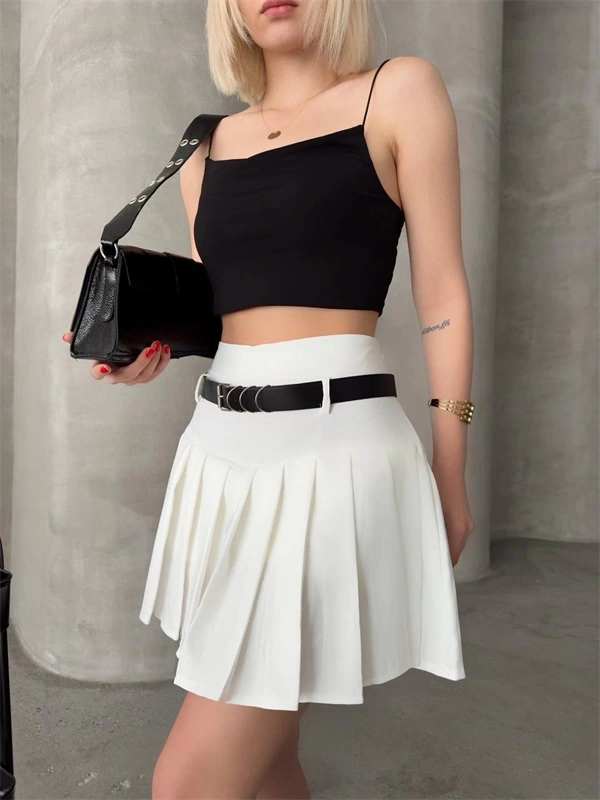 Kemerli pikseli şort etek