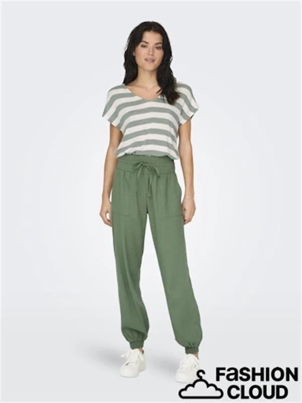 Keten Karışımlı Yüksek Bel Kadın Pantolon