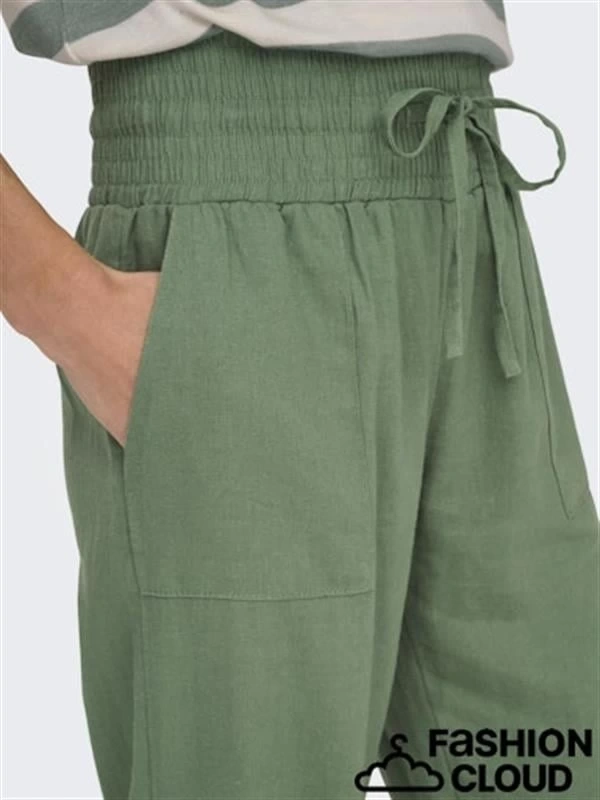 Keten Karışımlı Yüksek Bel Kadın Pantolon