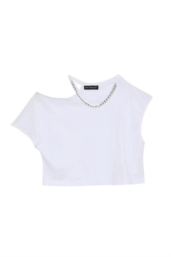 Kolye Detaylı Dekolteli Bluz