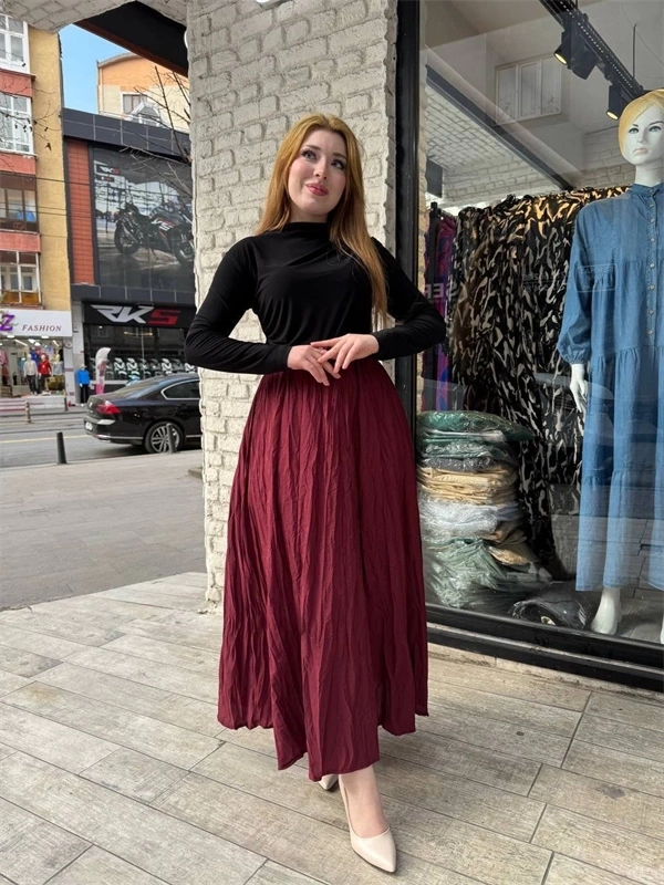 Kraş etek bordo