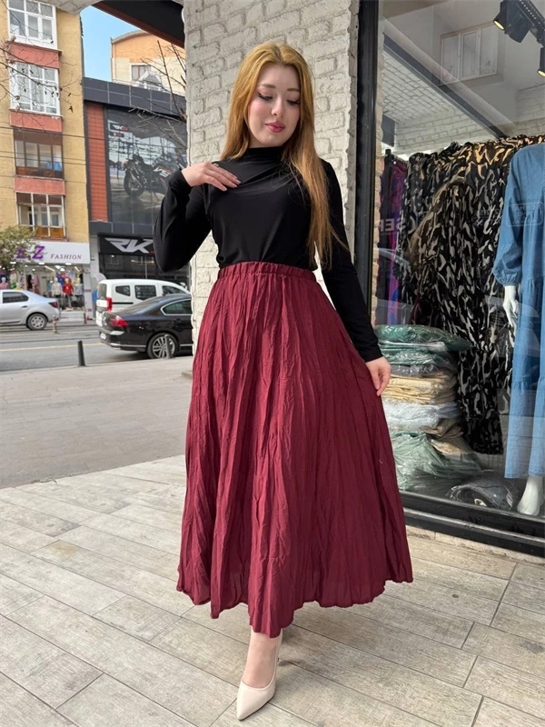 Kraş etek bordo