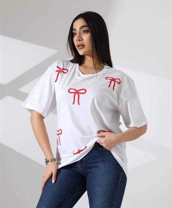 Kurdele Baskılı Kadın T-Shirt