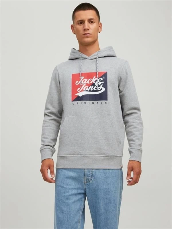 Logo Baskılı Kapüşonlu Erkek Sweatshirt