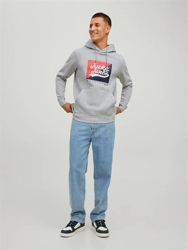 Logo Baskılı Kapüşonlu Erkek Sweatshirt