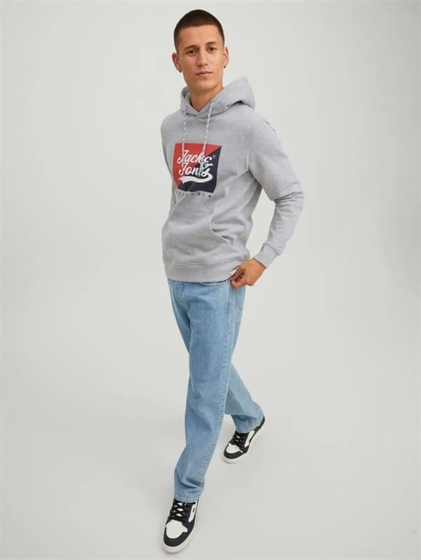 Logo Baskılı Kapüşonlu Erkek Sweatshirt