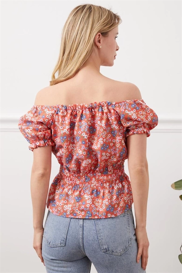 Madonna yaka çiçekli bluz