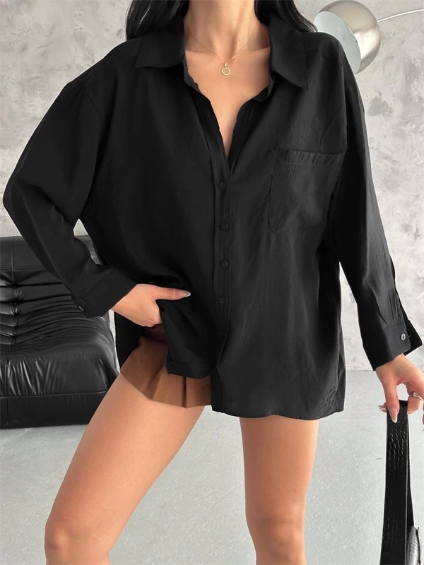Modal Oversize Cepli Gömlek