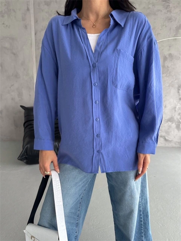 Modal Oversize Cepli Gömlek