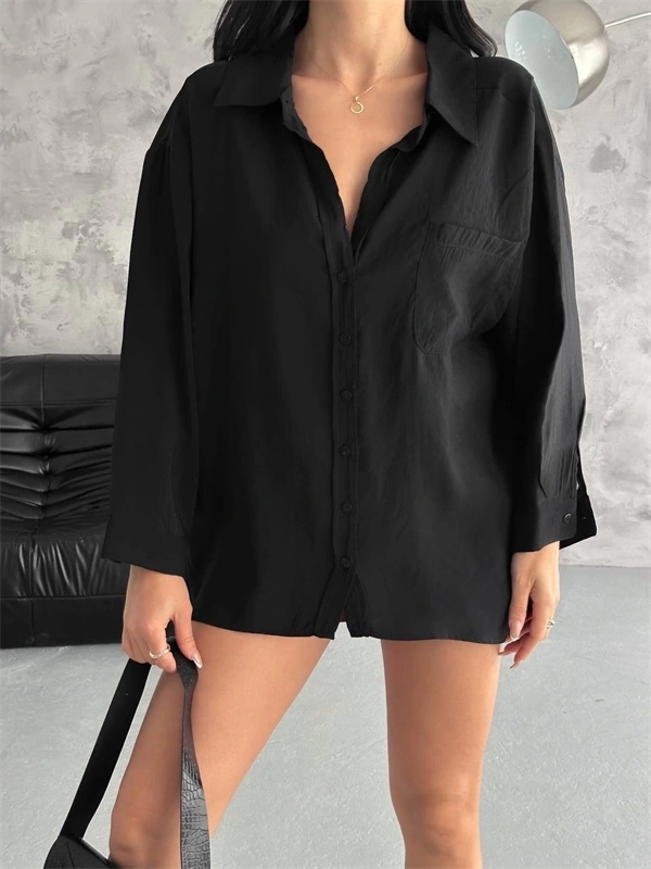 Modal Oversize Cepli Gömlek