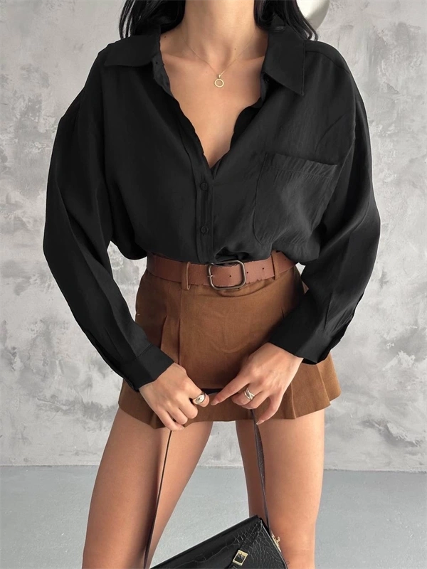 Modal Oversize Cepli Gömlek