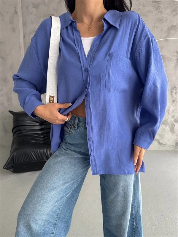 Modal Oversize Cepli Gömlek