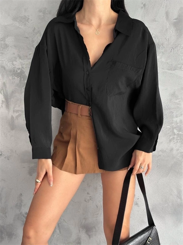 Modal Oversize Cepli Gömlek