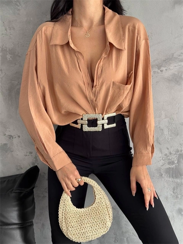 Modal Oversize Cepli Gömlek