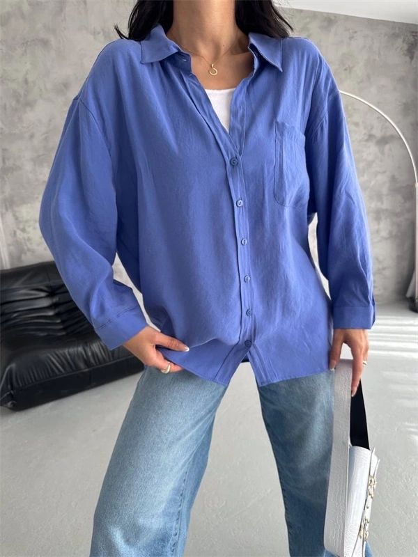 Modal Oversize Cepli Gömlek