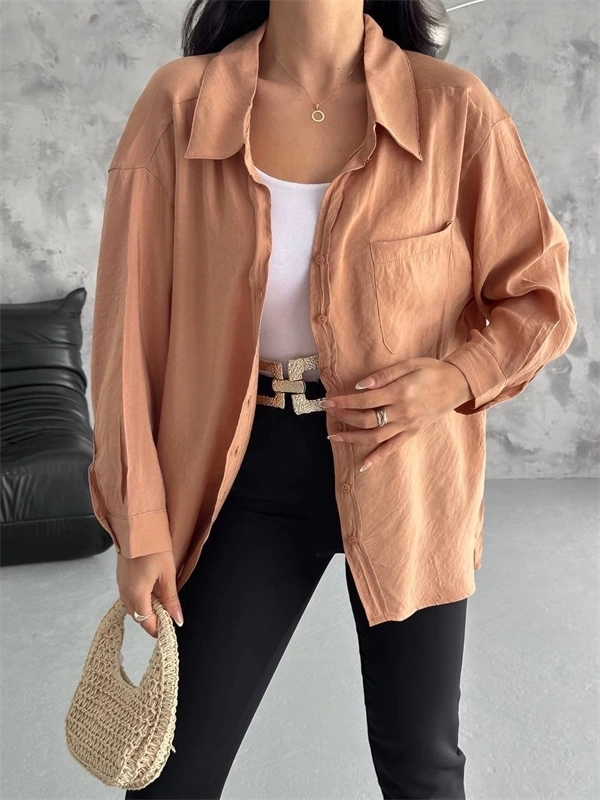 Modal Oversize Cepli Gömlek