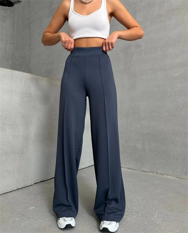 Önü Çımalı Pantolon Füme