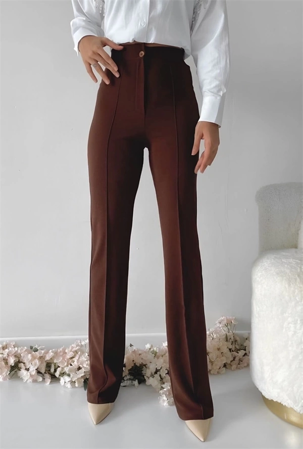 Önü cumalı ithal krep pantolon