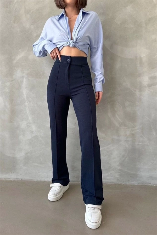 Önü cumalı ithal krep pantolon