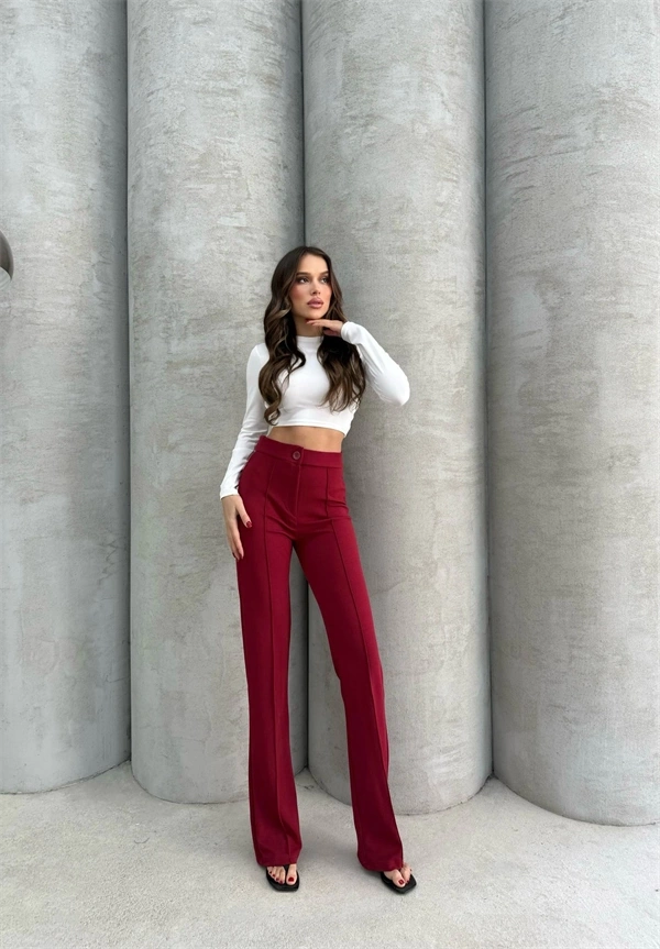 Önü cumalı ithal krep pantolon