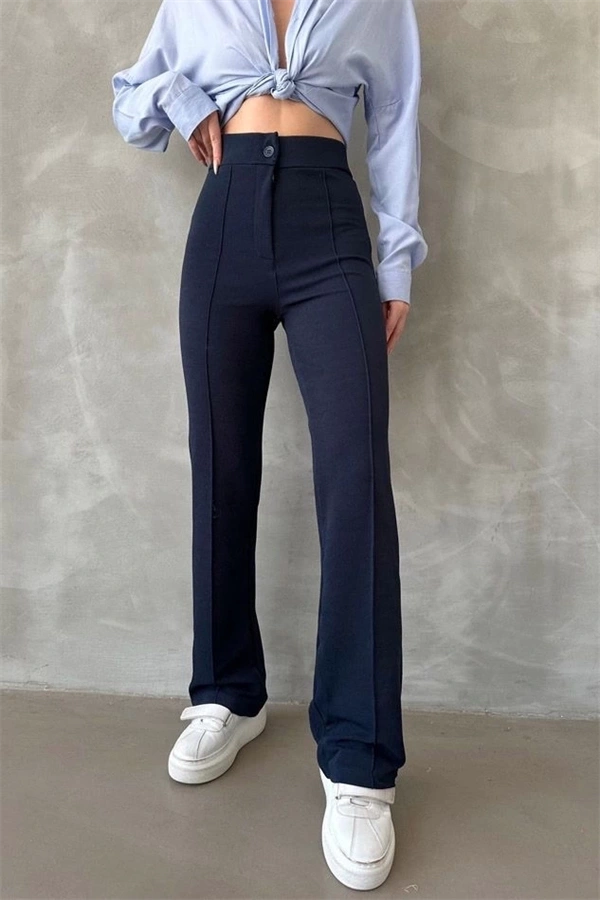 Önü cumalı ithal krep pantolon