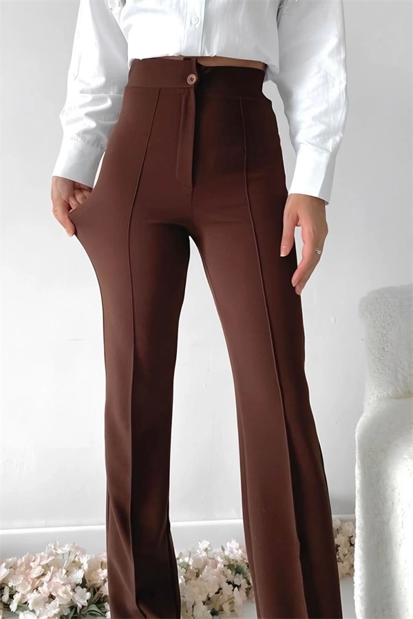 Önü cumalı ithal krep pantolon