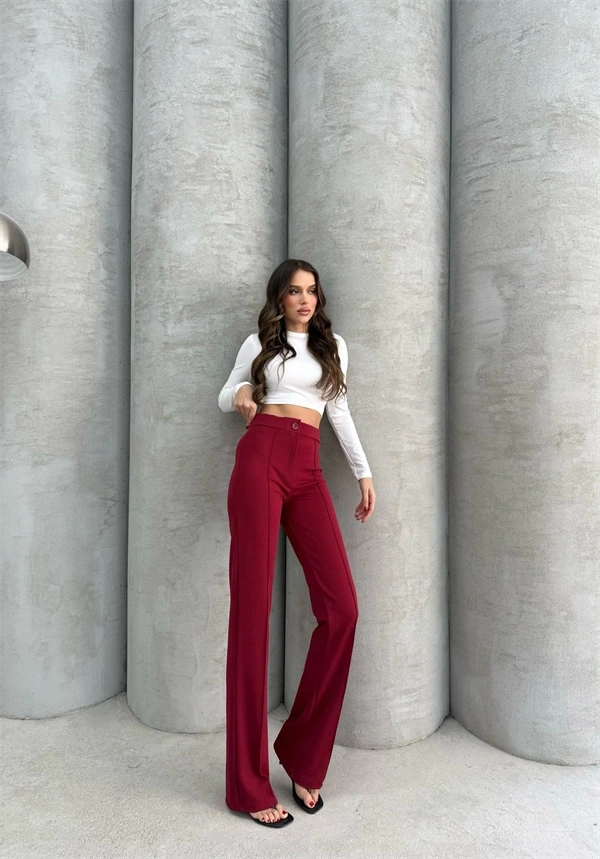 Önü cumalı ithal krep pantolon