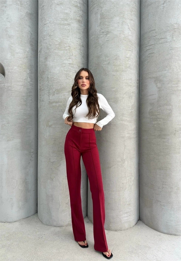 Önü cumalı ithal krep pantolon