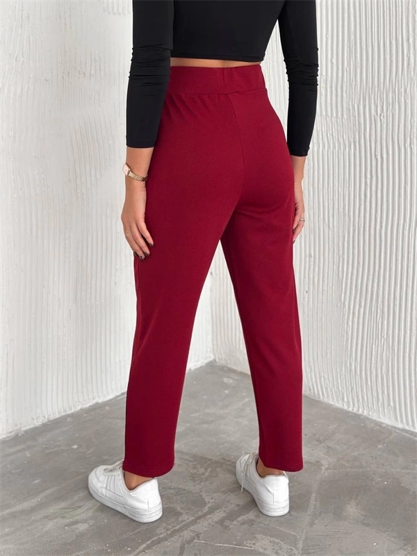 Örme Krep Pantolon Çift Düğmeli