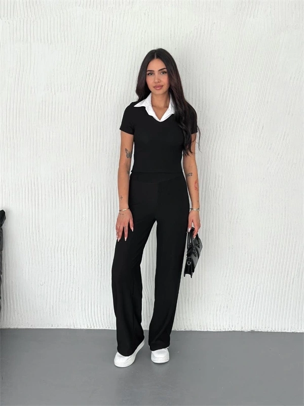 Ottoman kumaş beyaz gömlek yaka takım s4142