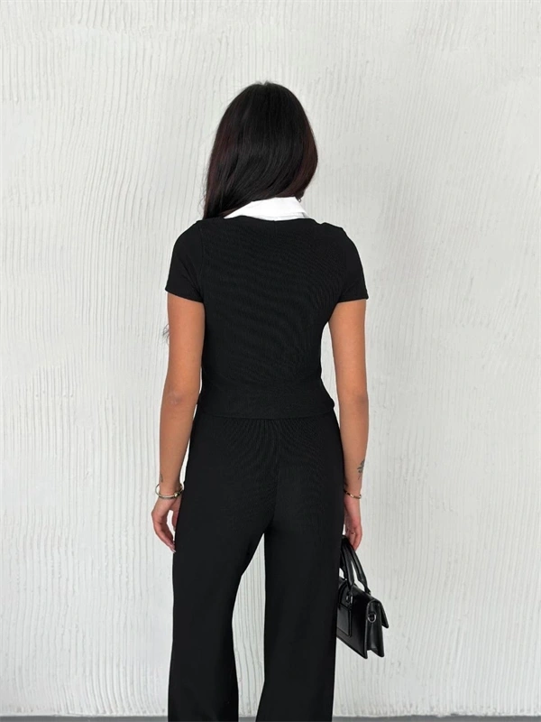 Ottoman kumaş beyaz gömlek yaka takım s4142