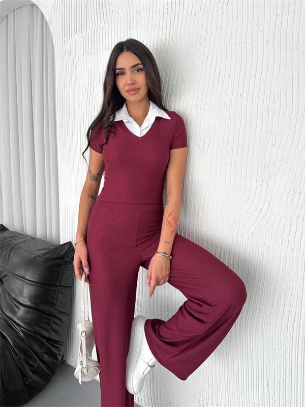 Ottoman kumaş beyaz gömlek yaka takım s4142