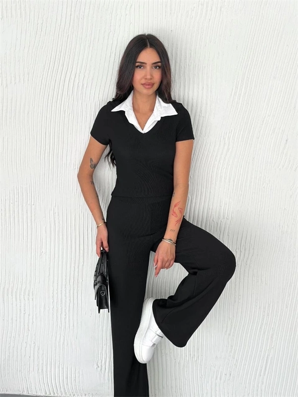 Ottoman kumaş beyaz gömlek yaka takım s4142