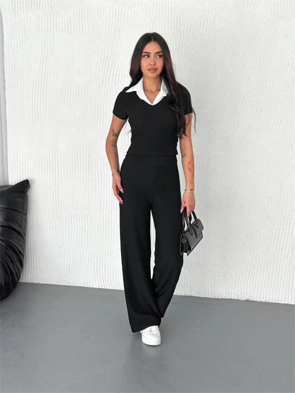 Ottoman kumaş beyaz gömlek yaka takım s4142