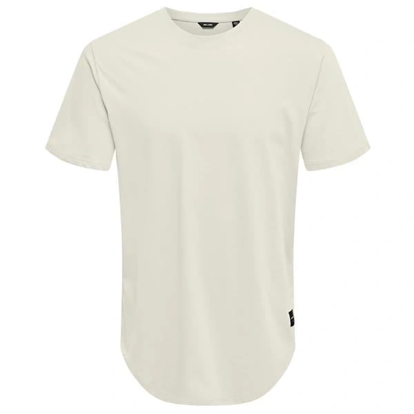 Oval Kesim Erkek T-shirt Bej