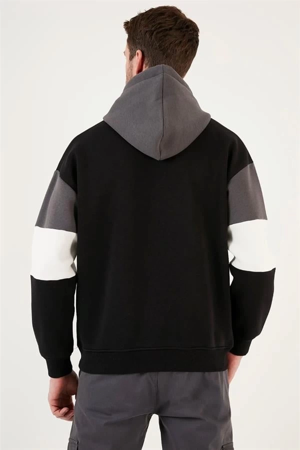 Parçalı Kapşonlu Sweatshirt