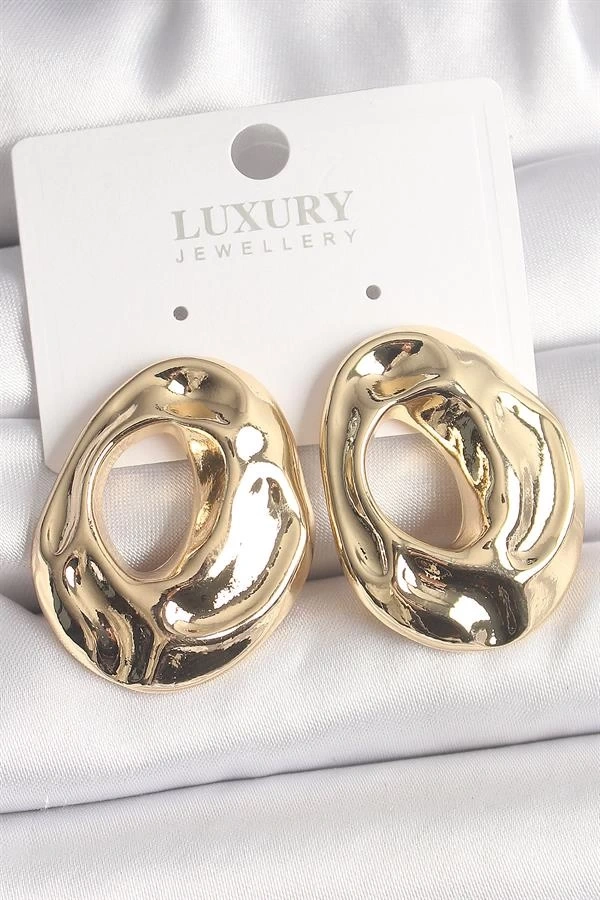 Pirinç Gold Renk Kemik Halka Model Kadın Küpe