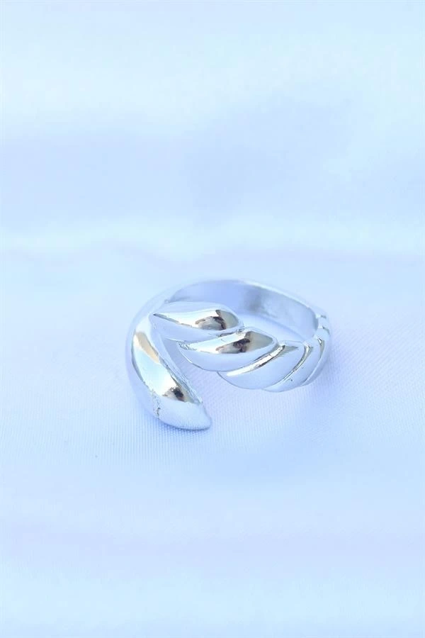 Pirinç Gümüş Renk Ayarlanabilir Sarmal Yüzük