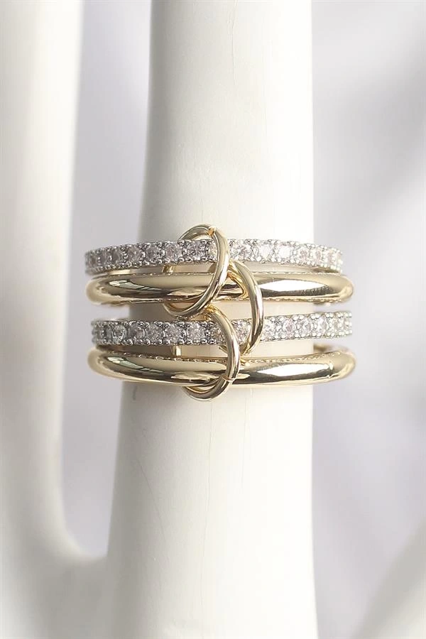 Pirinç Mix Renk Zirkon Taşlı 4Lü Kadın Yüzük