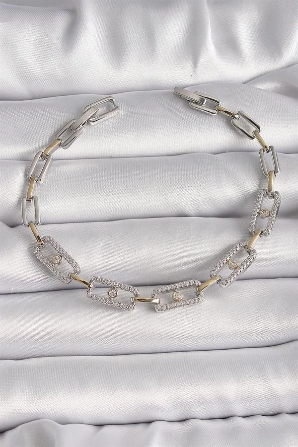 Pirinç Mix Renk Zirkon Taşlı Messika Model VIP Seri Kadın Bileklik