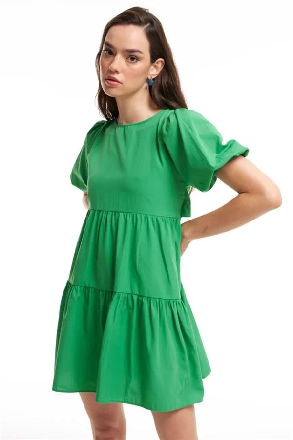 22Y31710 Sırt Dekolteli Kolu Büzgülü Bel Bağlamalı