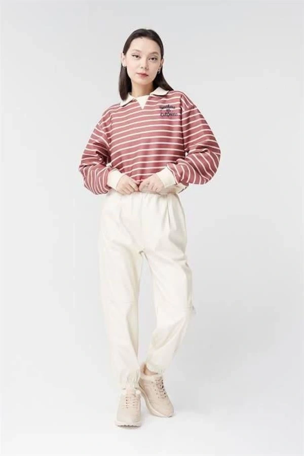 24K17755 Polo Yaka Kadın Sweatshirt