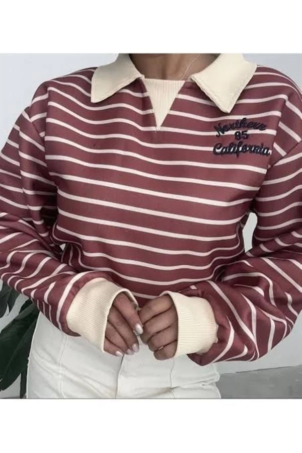 24K17755 Polo Yaka Kadın Sweatshirt