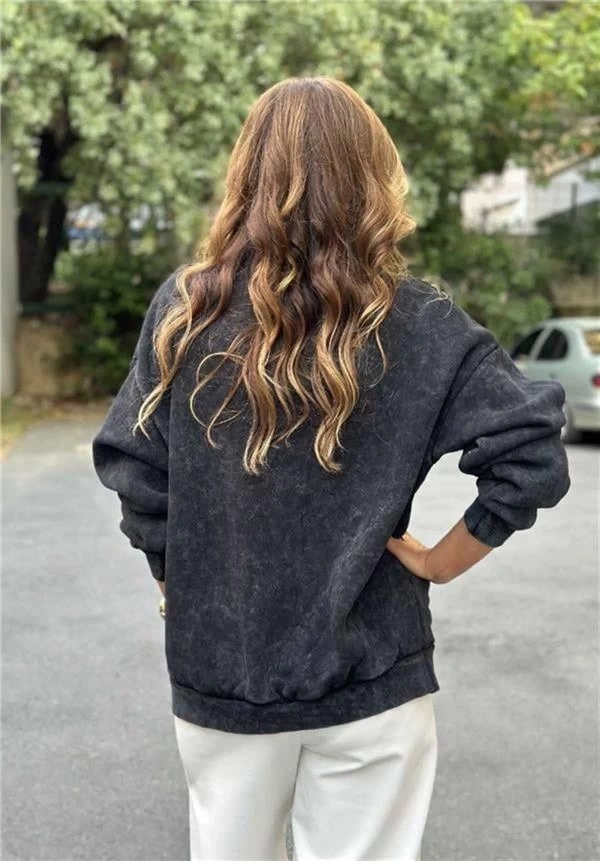Baskılı Oversıze Kadın Sweatshirt