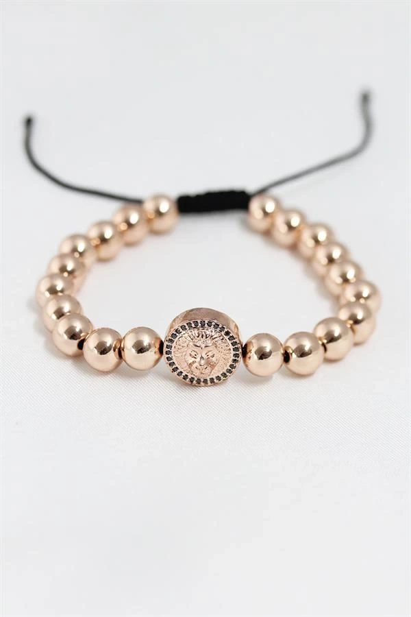 Rose Renk Çelik Zirkon Objeli Asansörlü Bileklik